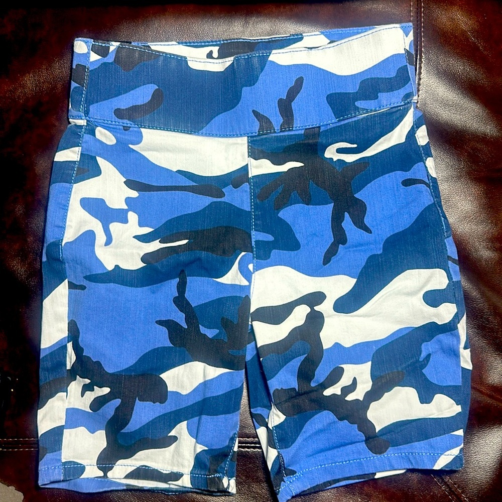 Blue Camo Biker Shorts